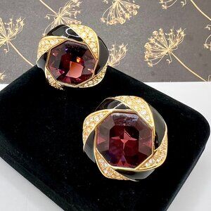 Swarovski Amethyst Octagon CLIP Earrings